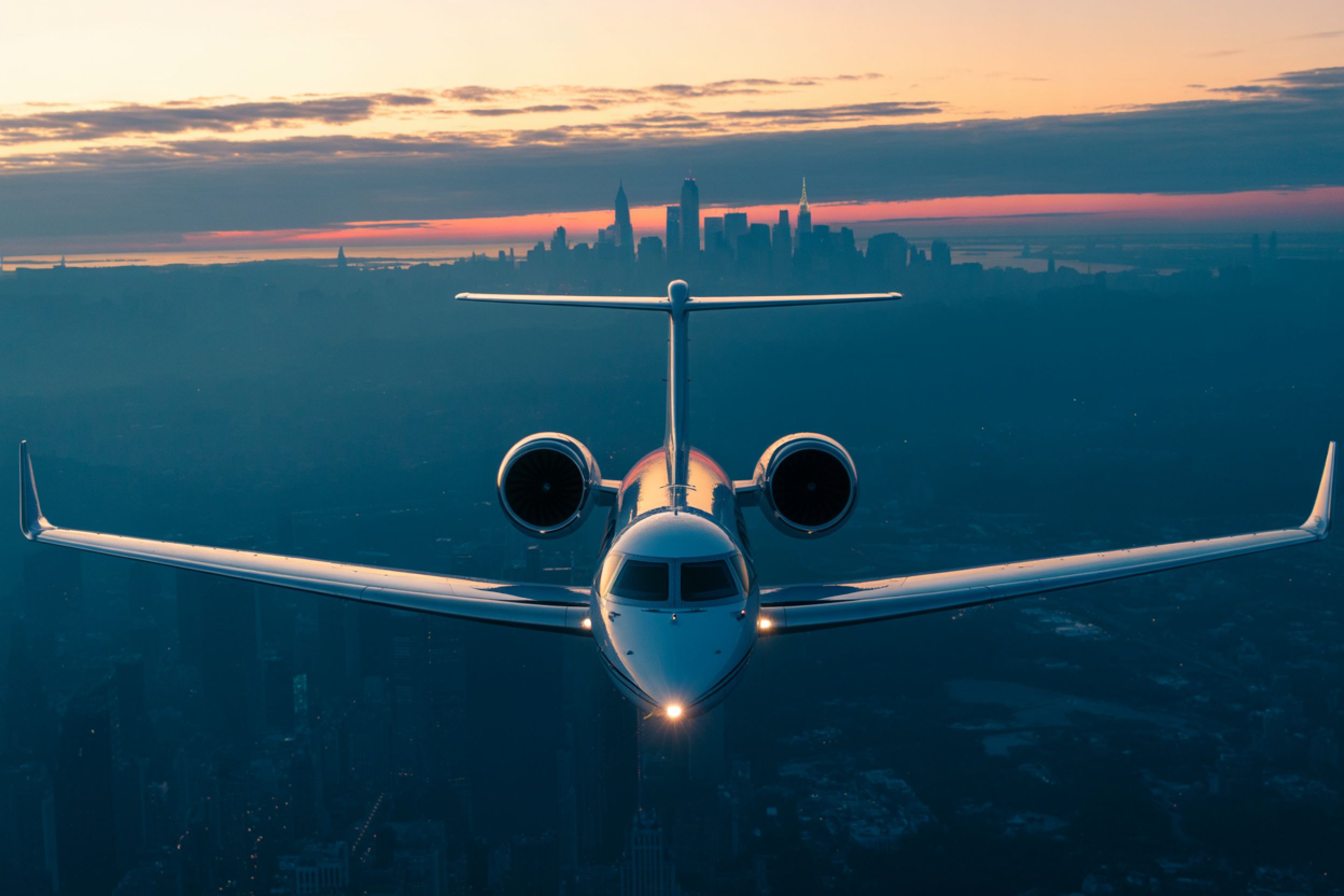 Private jet in the skyes