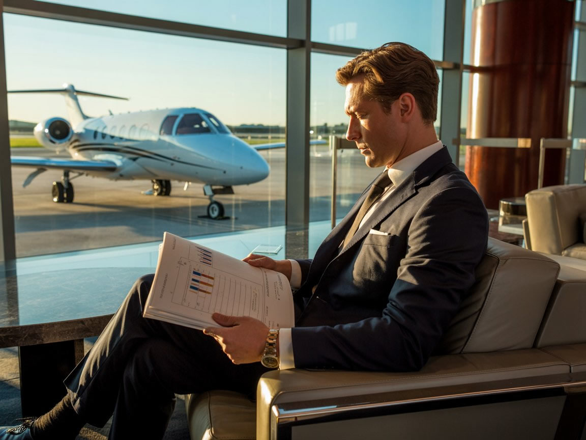 Executive-reading-financial-reports